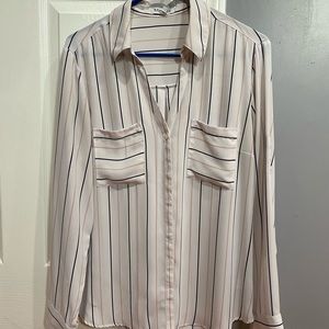 Women’s White striped blouse from Express Large